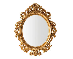 Ornate golden oval mirror decoration