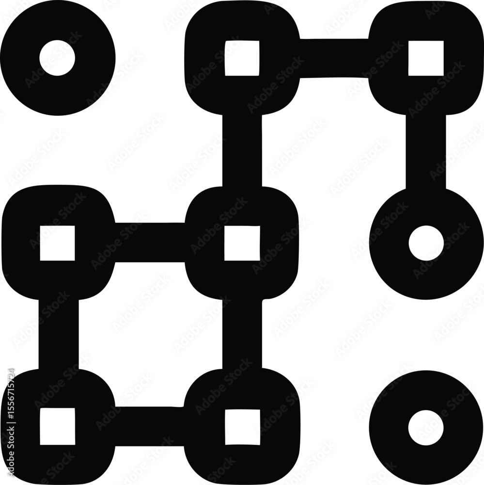 Poster black silhouette of interconnected nodes design for data visualization and networks