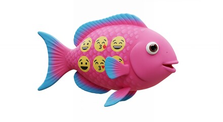 Pink fish with emoji decoration