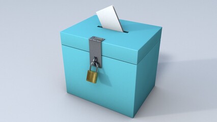 blue ballot box 3D render