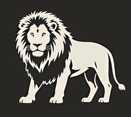 Obraz premium Majestic lion illustration with a bold black and white design.