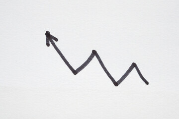 hand drawn arrow with black marker on white background
