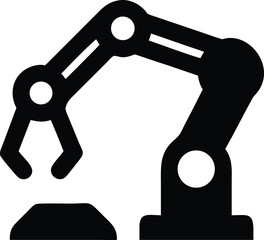 Silhouette design of a robotic arm holding and interacting with a 3d printed object