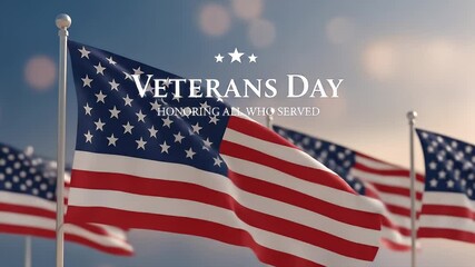 Waving American Flags A Veterans Day Tribute - Honoring Those Who Served