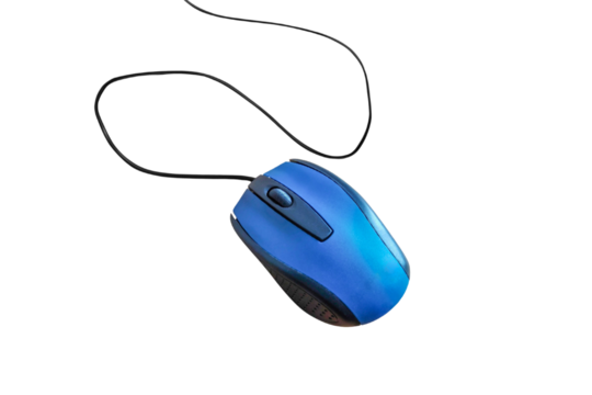 One wired mouse on the transparent background.