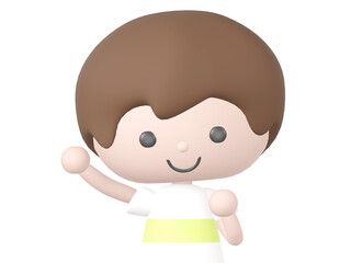 3Dの応援している男の子のイラスト