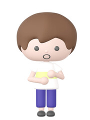 3Dの驚いている男の子のイラスト