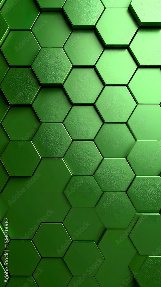 Poster modern green hexagon background with polished textured grids in abstract style
