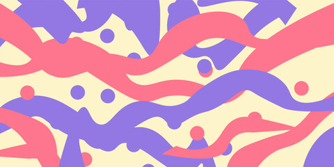 Groovy Pattern Vector Design. Fun Vintage Y2k Wavy Texure. Modern Background Vector IllustratorAbstract Trippy Hand Drawn