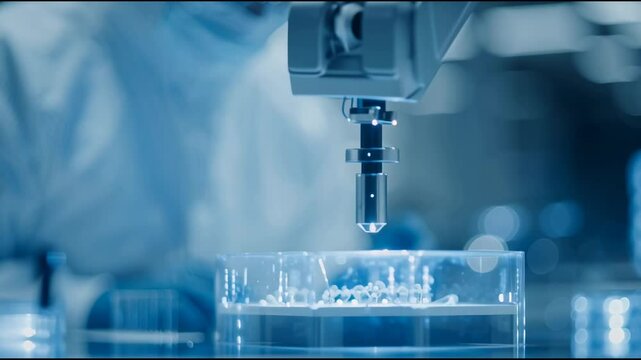Scientist Operating Robotic Arm for 3D Bioprinting of Stem Cells