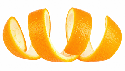 Spiral Orange Peel on a Black Background with Vibrant Color Contrast