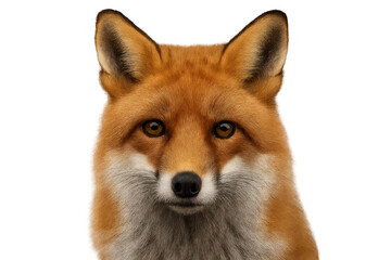 Naklejka premium Red fox posing for a close-up portrait, isolated on transparent background, perfect for easy integration into any project