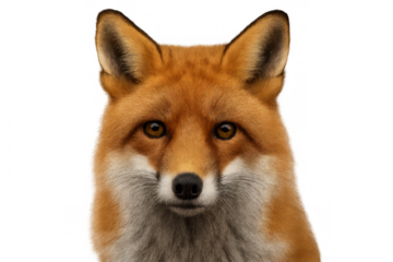 Red fox posing for a close-up portrait, isolated on transparent background, perfect for easy integration into any project