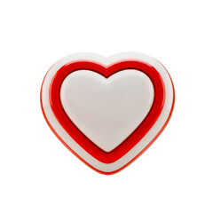 Coração Ícone Vermelho e Branco Brilhante Elemento 3D Render PNG Transparente Red Heart 