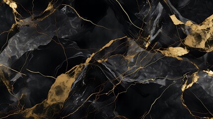Black marble texture with golden veins. Abstract background and texture for design.