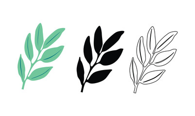 Set of Leave Icons Simple Design