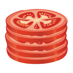 Stacked Tomato Slices Ready for Meal - Vector Illustration