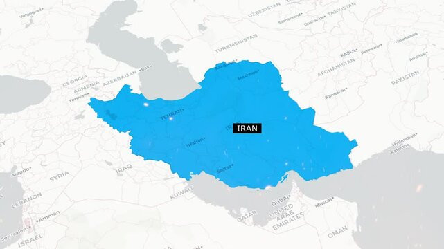 Animated Map of Tehran, Iran &ndash; Capital Region Visualization.