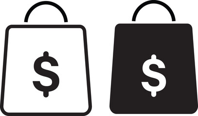 Adobe Ishopping bag with dollar icon set.shopping bag icon,purchasing power financial,bag icon for illustration,
llustrator Artwork