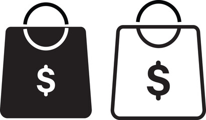 Adobe Ishopping bag with dollar icon set.shopping bag icon,purchasing power financial,bag icon for illustration,
llustrator Artwork