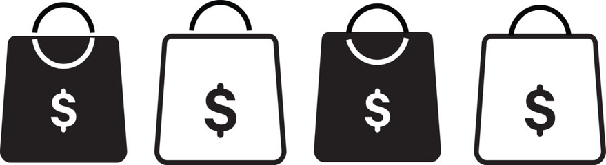 Adobe Ishopping bag with dollar icon set.shopping bag icon,purchasing power financial,bag icon for illustration,
llustrator Artwork