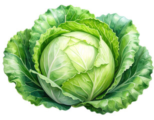 Obraz premium Organic cabbage with delicate watercolor texture, isolated on transparent background PNG