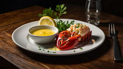 Red Lobster Plated Gourmet Dish on Elegant Table Setting