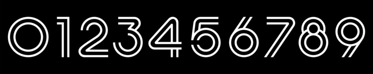 Number set font alphabet vector illustration. Set of modern number 0 to 9 logo designs. 