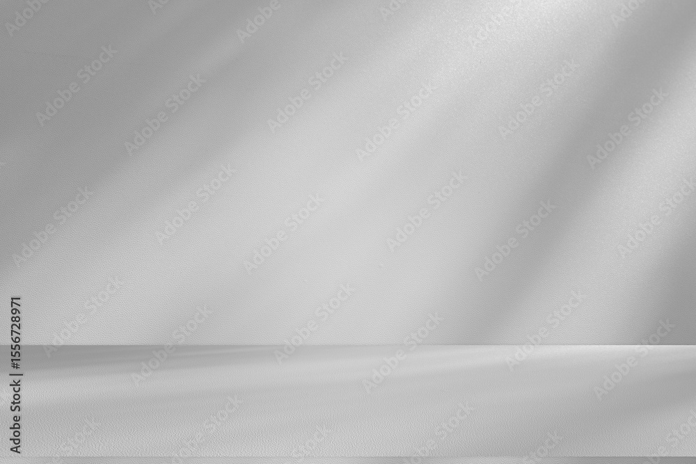Aufkleber Wall interior background, studio and backdrops show products.with shadow from window color white and grey. background for text insertion and presentation product	