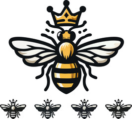 Royal Queen Bee Mascot Logo Vector – Elegant Crowned Bee Icon