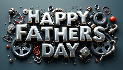 Celebrating Father's Day with Automotive Parts and Metallic Letters