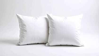 Obraz premium A pair of minimalist square cushions with handles, arranged neatly on the floor against a white background.