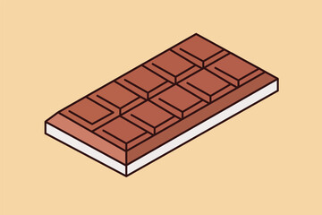 Flat vector chocolate icon with wrapper and bite. Delicious candy bar design perfect for dessert, snack, sweet food concepts, packaging, and cafe branding illustrations.