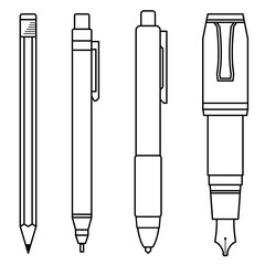 色々なペン 万年筆 ボールペン 鉛筆 シャーペン