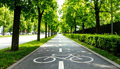 Obraz premium Scenic Bike Path, Summer Trees, Green Lane - Sustainable Living