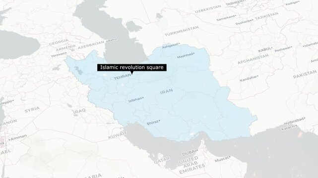 Animated Map in Tehran, Iran &ndash; City Center Geographic Visualization