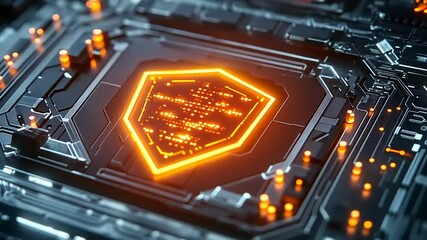 Futuristic circuit board design with glowing elements and intricate patterns, showcasing technology - Powered by Adobe