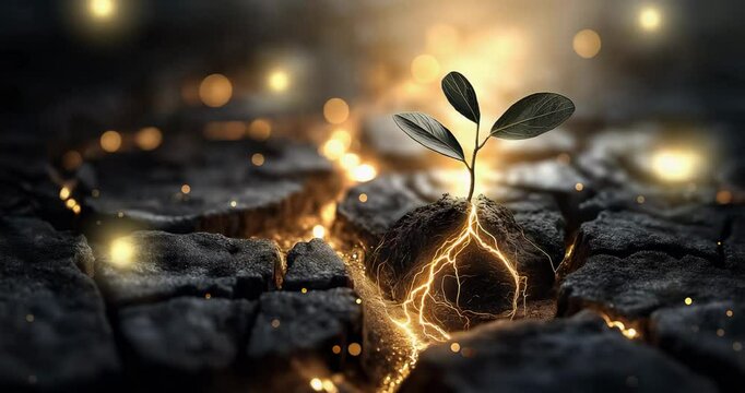 Golden Light from Cracked Earth