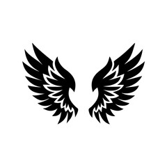Illustration of two black wings on a white backdrop