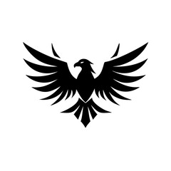 Stylized black eagle with outstretched wings logo art