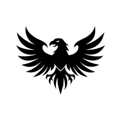 Silhouette of an eagle with spread wings and sharp claws