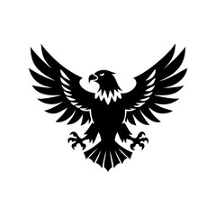 Obraz premium Black silhouette of an eagle with outstretched wings