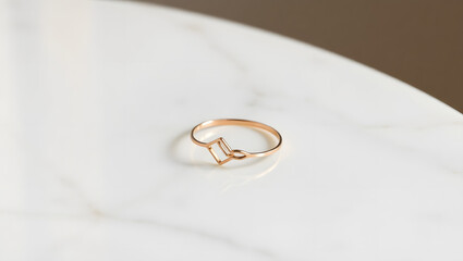 Rose Gold Ring on Marble Slab