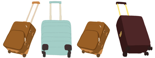 キャリー　旅行　趣味　イラスト　茶色　白　水色　4セット