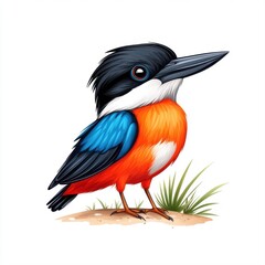 Naklejka premium Vibrant Cartoon Bird with Bright Colors and Distinctive Features