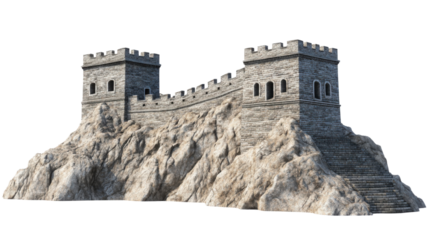 the great wall China on white background