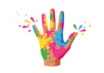 Vibrant Holi Celebration: A Colorful Hand Splashed with Festive Paint