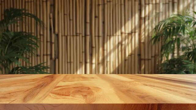 和風の室内の空のテーブル