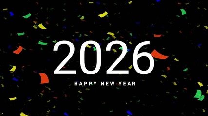 Colorful confetti and 2026 happy new year  perfect for party invitations, event promotions, and festive New Years designs. - Powered by Adobe