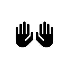 Obraz premium Open Hands Icon in Minimal Black Silhouette Representing Giving, Receiving, or Spiritual Gesture